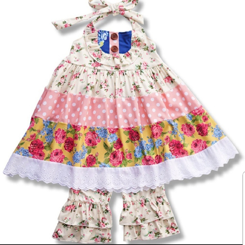 Little Girl  Dress Top & Pants Boutique 2 piece